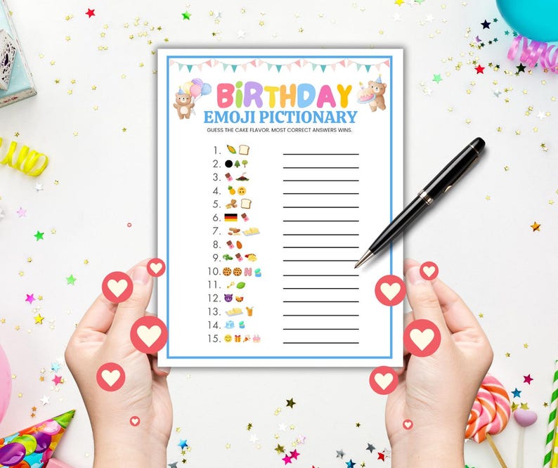Birthday Emoji Pictionary Game Printable Birthday Game Birthday Party ...