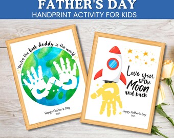Father's Day Printable, Fathers Day Art Bundle, Fathers Day Gift, Fathers Day Handprint Art, Activity Page, Daddy Craft Activity
