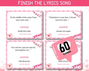 Valentines Hymns Finish the Lyrics Game Valentine love Song Game Songs Trivia Quiz Fun Valentines Games Teens Adults Games