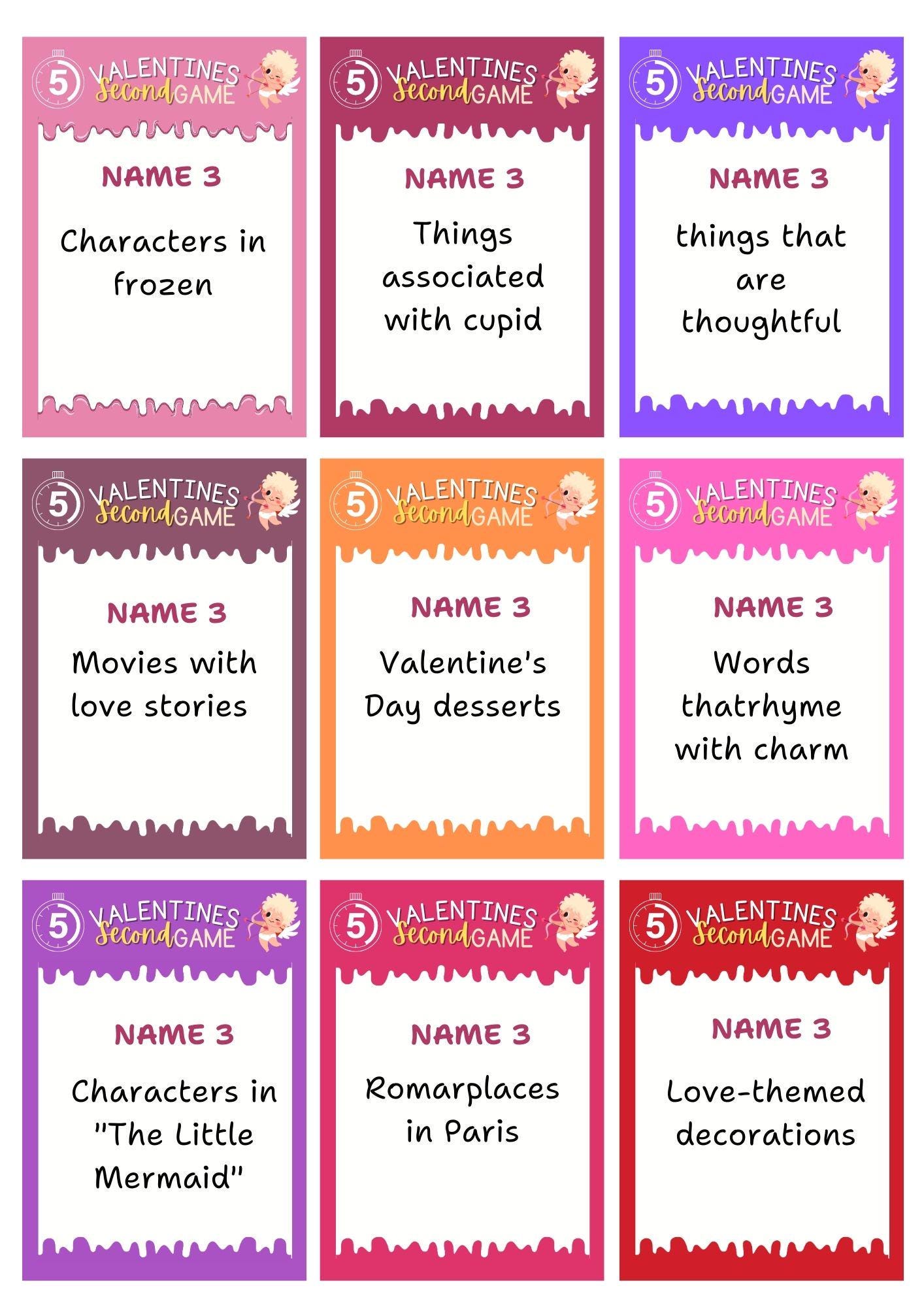 Valentine's Day 5 Second Game | Printable Valentine's Day Games ...