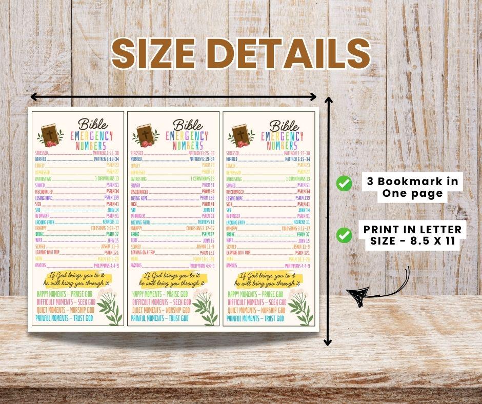 Bible Emergency Numbers Bookmark Printable Emergency Bible Verse ...