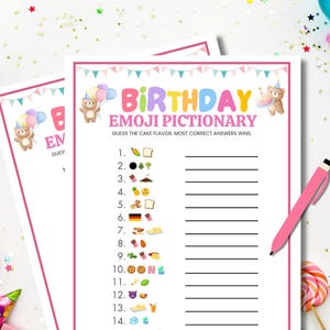 Birthday Emoji Pictionary Game Printable Birthday Game Birthday Party ...