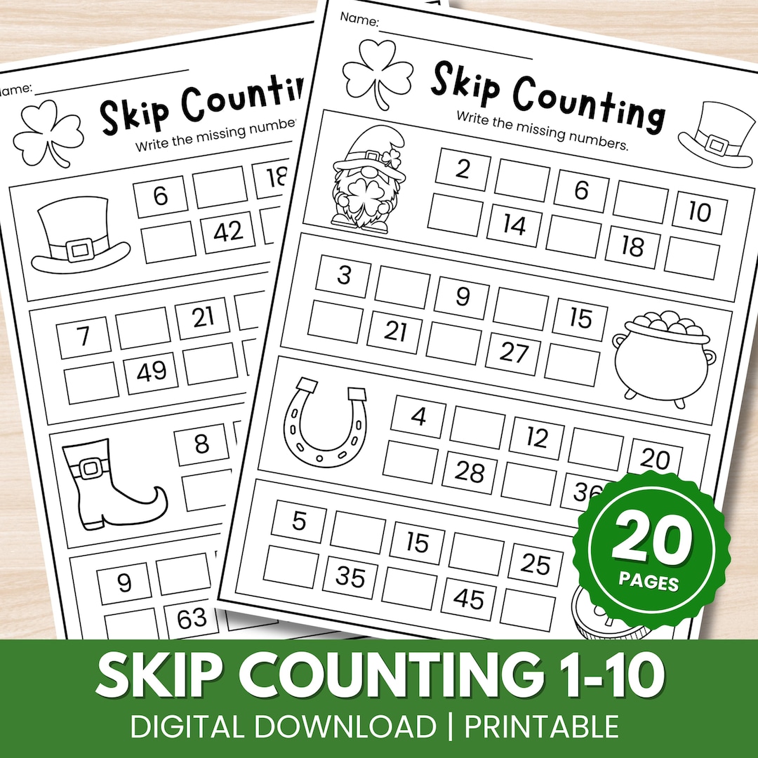 St. Patrick’s Day Skip Counting 1–10 Printable Worksheet | Math ...