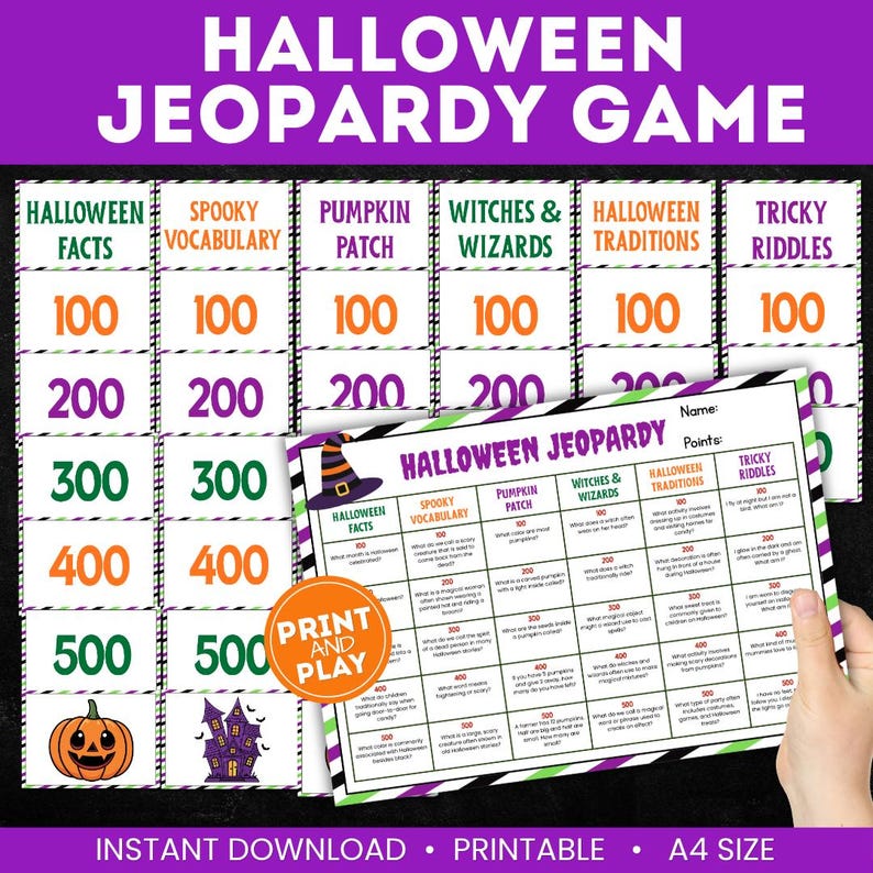Halloween Jeopardy Game | Halloween Classroom Game | Halloween Trivia ...