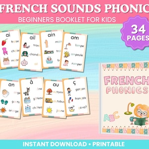 Flashcards de phonétique française pour enfants | 34 cartes-éclair éducatives pour la classe | Apprendre le français | Les Phonétiques in English