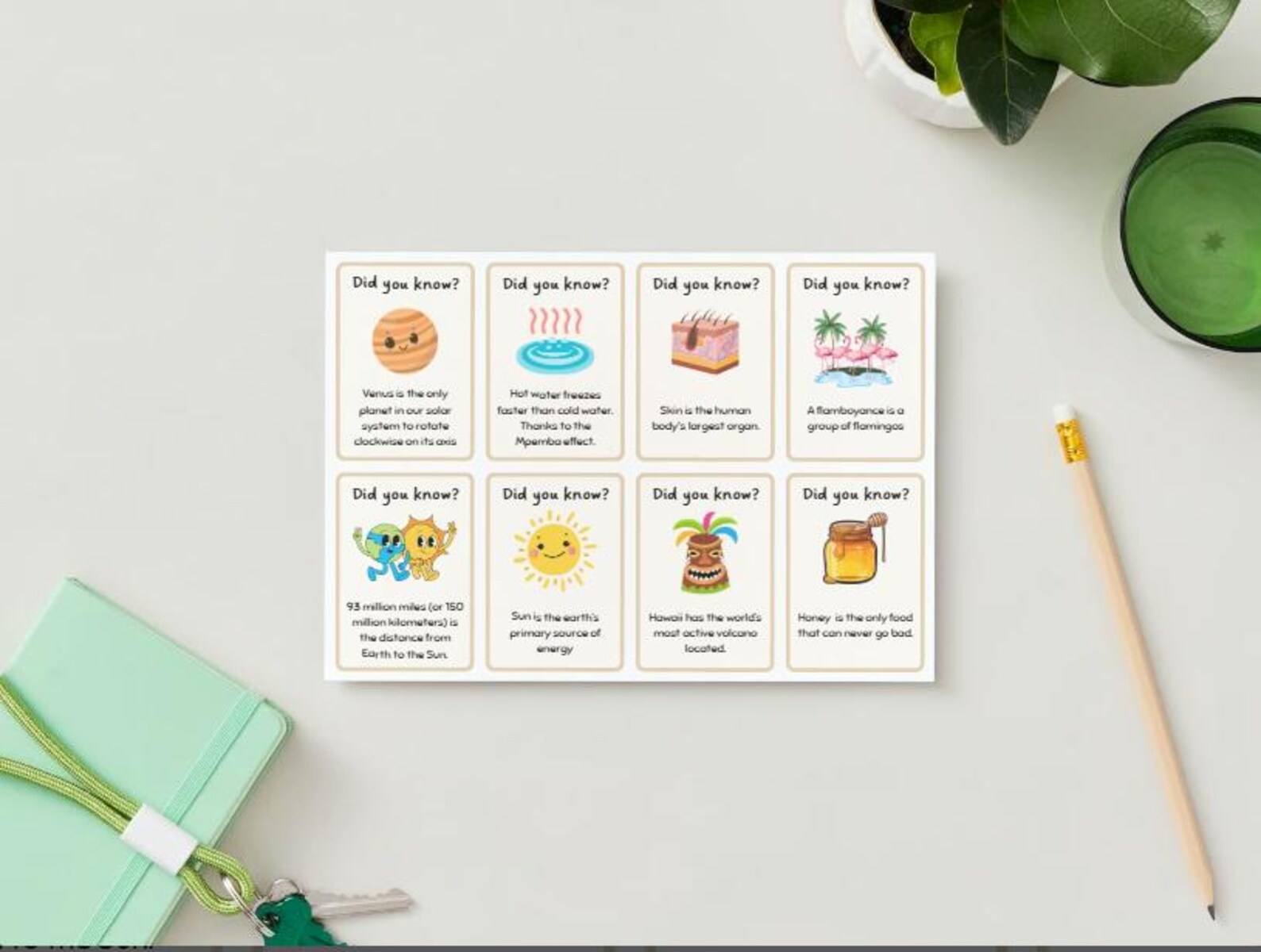 Trivia Questions Flash Cards Science Trivia Flashcards for Kids: Elementary Facts (instant Download ...