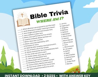 Bible Games, Bible Riddles Where Am I Womens Ministry Games Bible Games for Kids and Adults Sunday School Games Bible Activity Kids Church