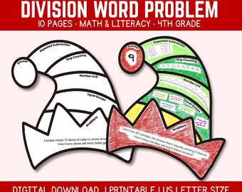 Divisie Woord Probleem-werkbladen Rekenoefening Afdrukbaar graad 3-4 Divisie-activiteiten thuisonderwijs Wiskunde pdf