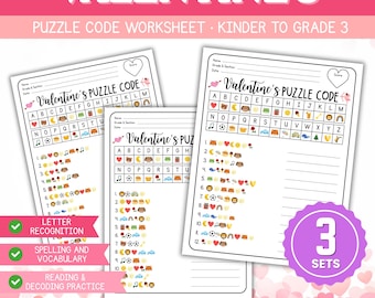 Valentines Crack the Code Game Valentine Cipher Puzzle Printable for Kids and Teens Classroom or Homeschool Activity Answer Key PDF