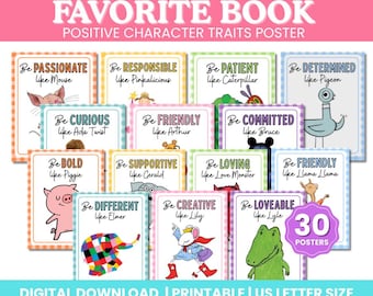 Favorite Primary Book Character Positive Affirmation Quotes Printable Posters | Children's Book Characters Gallery Wall Poster Bundle