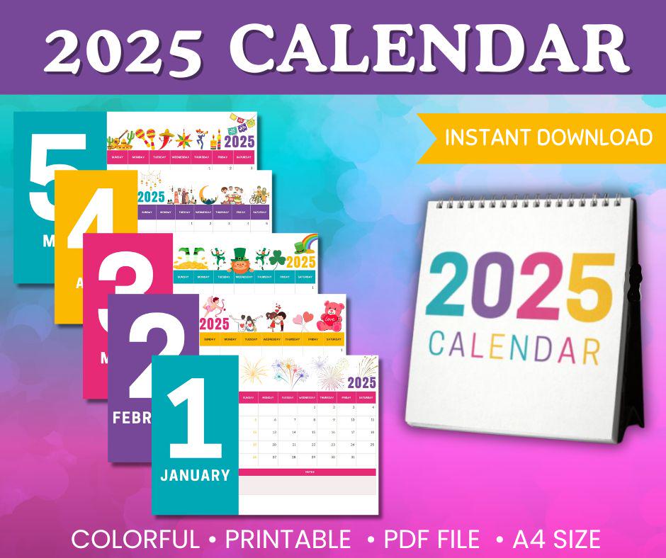  Druckbarer Kalender 2025, Kalender 2025, Kalender 2025, Kalender 2025 Motiv 