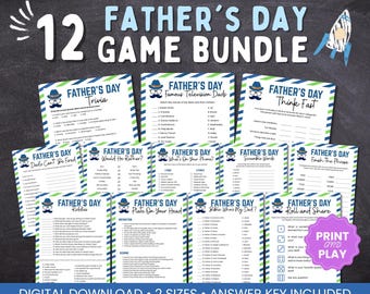 父の日ゲームセット｜子供と大人向けの印刷可能な父の日ゲーム｜パーティーゲームとアクティビティ｜ファミリーゲーム｜教室ゲーム