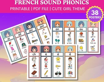 French Phonics Flashcards for Kids | 34 Educational Flashcards for the Classroom | Learn French Sounds | Les Phonétiques en Français