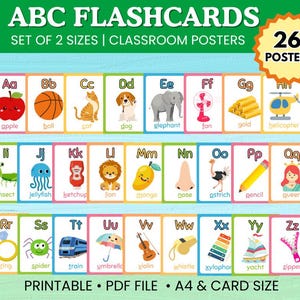 26 ABC Lernkarten, Lernkarten, A-Z Karten, Alphabet Karte, Kinder Farben Alphabet, Kinder Farben Alphabet, Digitaler Download