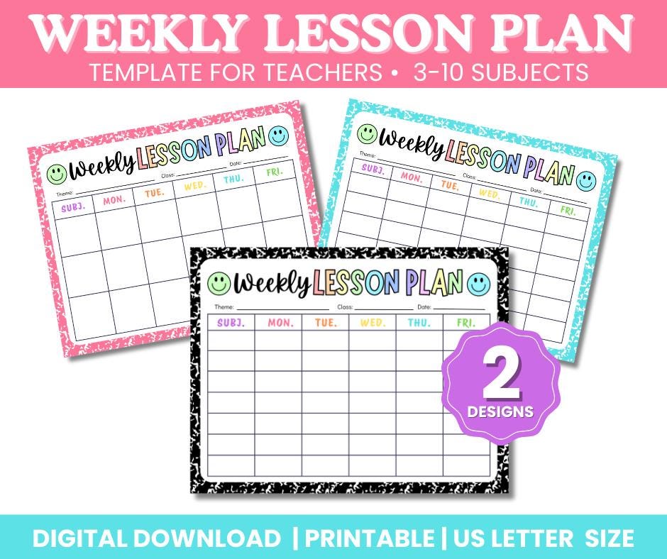 Simple Weekly Lesson Plan Template-preschool/kindergarten-instant ...