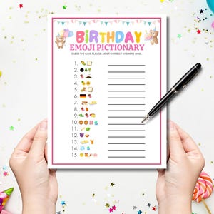 Birthday Emoji Pictionary Game Printable Birthday Game Birthday Party ...