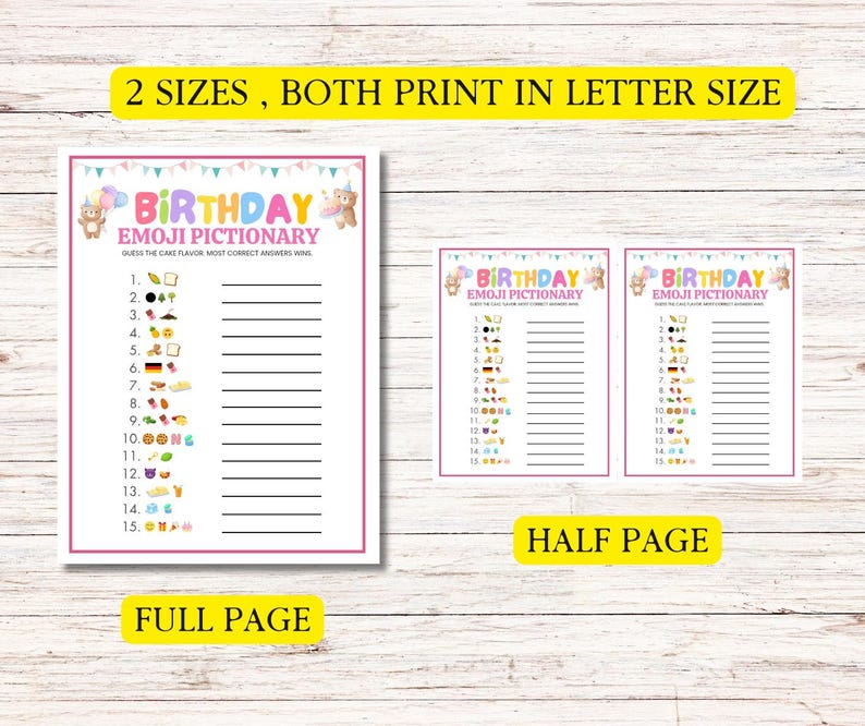 Birthday Emoji Pictionary Game Printable Birthday Game Birthday Party ...