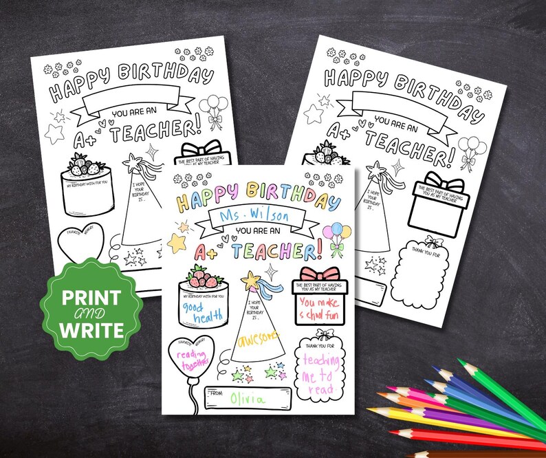 Happy Birthday Teacher Teacher Appreciation Printable Teacher Birthday ...