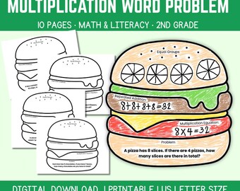 Multiplication Word Problem Worksheets for Kids – Math Practice Activities, 2nd Grade Learning Printables, Classroom Resource
