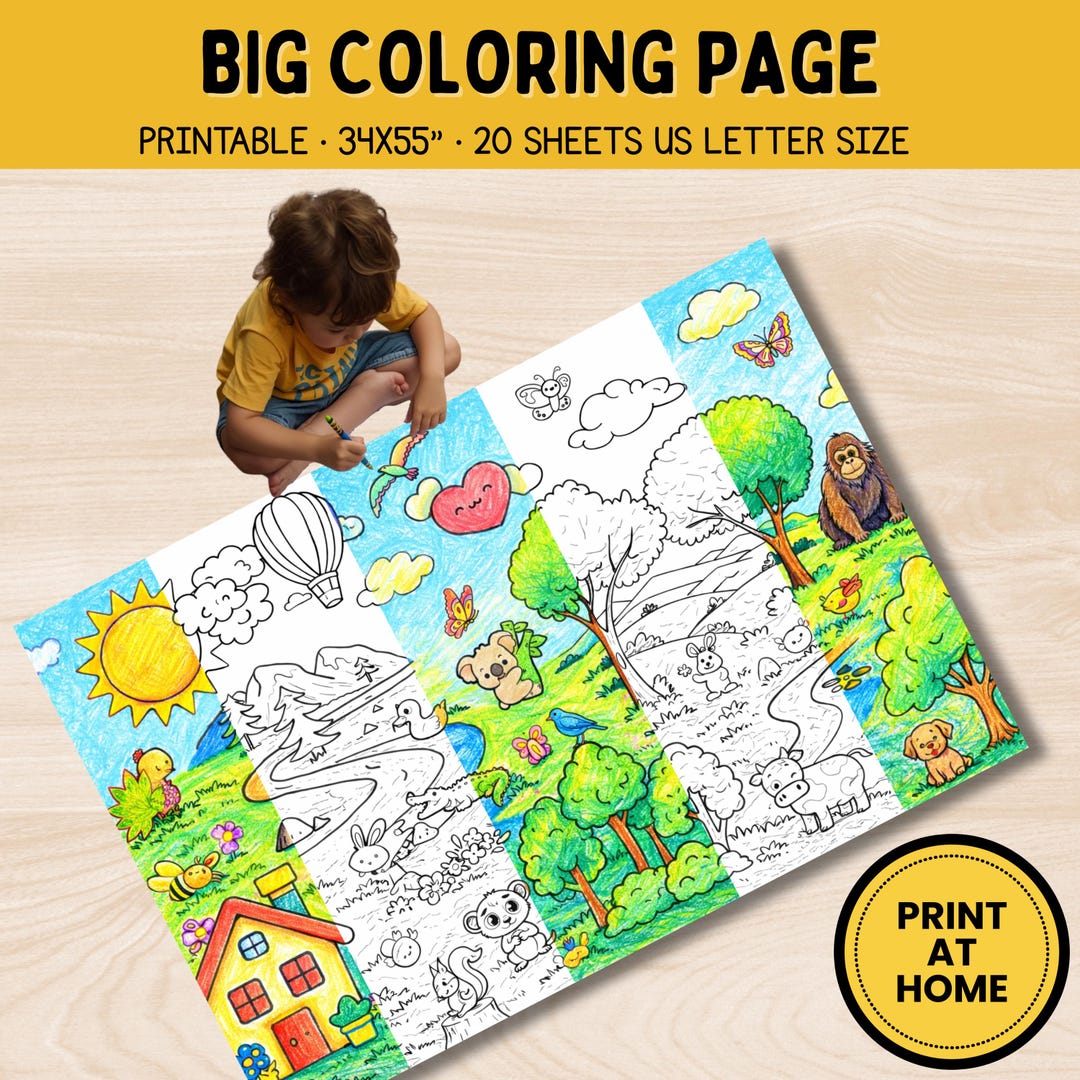 Animals in Nature Big Coloring Page Wildlife Printable Coloring Sheet ...