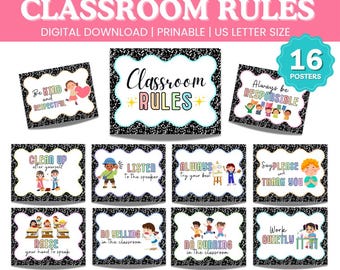 Regras de sala de aula de composição Regras de creche para impressão Regras de sala de aula Regras de creche para impressão Cartazes para baixar em PDF Regras de comportamento Regras pré-escolares