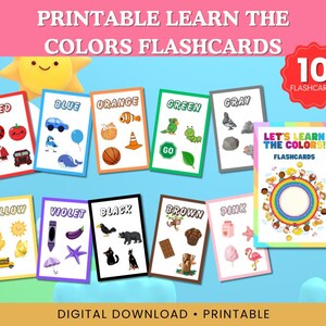 Flashcard-set kleuren leren – educatief voor peuters en kleuters | Flashcards voor leren in kleur voor kinderen | Afdrukbare kleurenflashkaarten