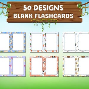 50 bearbeitbare leere Karteikarten für Kinder | Anpassbare Design Karteikarten | Druckbare Lernkarten