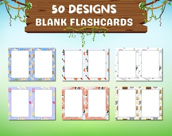 50 Editable Blank Flashcards for Kids | Customizable Design Flashcards | Printable Learning Cards