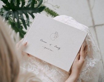 Customized Mori Wedding Guestbook,Linen Polaroid Guest Book, Hard Cover Photo Album, Wedding Keepsake,  Anniversary Gifts