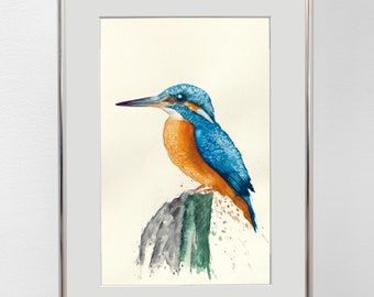 Martin-pêcheur I Aquarelle originale sur papier aquarelle sans acide I Unique