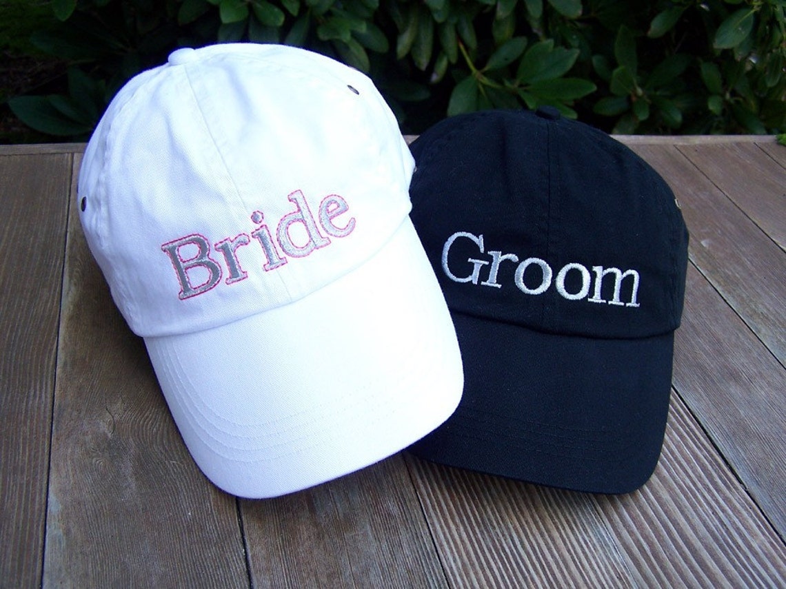 Custom Embroidered Bride and Groom Caps for Wedding Gift Etsy