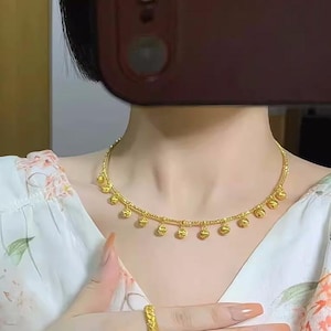 24K Pure Gold, 24K Gold Necklace, Gold Ball Necklace, Pure Gold Necklace, Solid Gold Necklace, Pure Gold Jewelry, Wedding Necklace