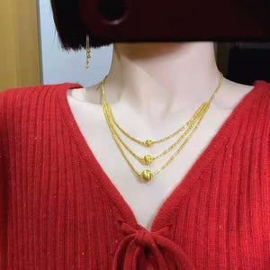 24K Pure Gold, 24K Gold Necklace, Gold Ball Necklace, Pure Gold Necklace, Solid Gold Necklace, Pure Gold Jewelry, Wedding Necklace
