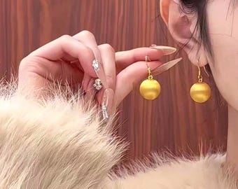 24K Pure Gold, 24K Gold Earrings, Gold Ball Earrings, Gold Dainty Earrings, Gold Statement Earrings, Gold Anniversary Earrings