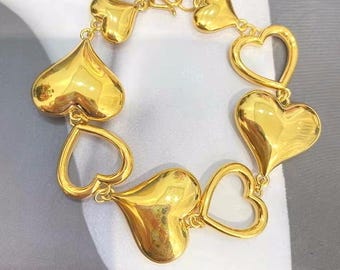 24K Pure Gold, 24K Gold Armband, Gold Herz Armband, Gold Armband, Schmuck aus reinem Gold, Hochzeit Armband Gold, Jubiläum Armband