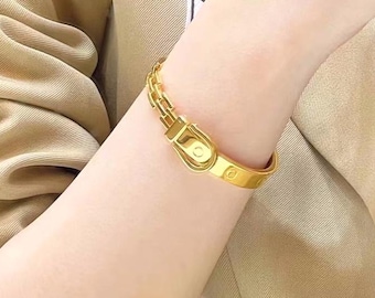24K reines Gold, 24K Gold Armband, Goldschnalle Armband, reines Gold Armband, Armband aus massivem Gold, reiner Goldschmuck, Hochzeit Armband Gold