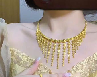 24K Pure Gold, 24K Gold Necklace, Gold Ball Necklace, Pure Gold Necklace, Solid Gold Necklace, Pure Gold Jewelry, Wedding Necklace