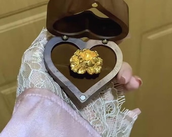 24K Pure Gold, 24K Gold Ring, Gold Peony Ring, Gold Flower Ring, Pure Gold Ring, Solid Gold Ring, Pure Gold Jewelry,Gold Wedding Ring