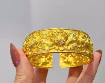 Vintage 24K 9999 Pure Gold Rose Flower Link Bracelet 7'' Length - Etsy
