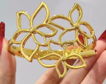 24K reines Gold, 24K Gold Armband, Gold Blumenarmband, reines Gold Armband, Armband aus massivem Gold, reiner Goldschmuck, Hochzeit Armband Gold