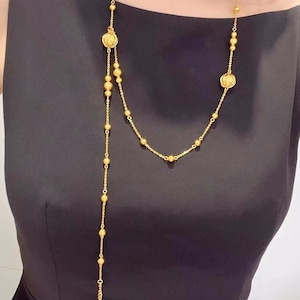 24K Pure Gold, 24K Gold Necklace, Gold Ball Necklace, Pure Gold Necklace, Solid Gold Necklace, Pure Gold Jewelry, Wedding Necklace
