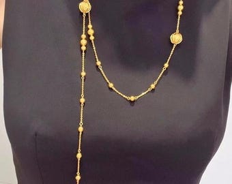 24K Pure Gold, 24K Gold Necklace, Gold Ball Necklace, Pure Gold Necklace, Solid Gold Necklace, Pure Gold Jewelry, Wedding Necklace