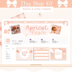 Etsy Shop Kit- Pink Banner Themes for Canva-Etsy Shop Bundle Kit - Etsy Listing Logo and Banner Templates, Small Business Etsy Branding Kit,