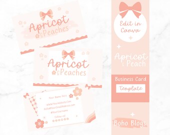 Pink Business Card Template-Editable Canva Design for Small Business. Retro pink colorful bright branding.BohoBlogs