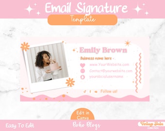 Modèle de signature d'e-mail pour petite entreprise, modèle de pied de page d'e-mail professionnel, signature d'e-mail modifiable, signature d'e-mail à modifier dans Canva