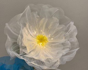 Organza Large Poppy Flower, Poppies, LED Large Organza Flower