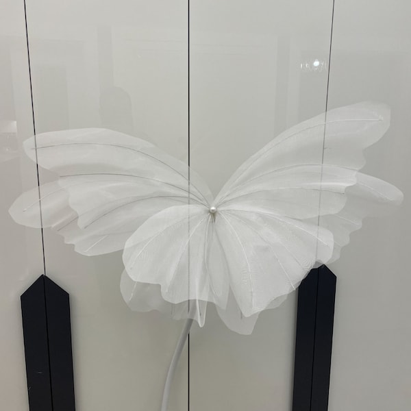 WHİTE Giant Silk Butterfly Large Butterfly Organza Art, Large tulle butterfly, Stage Decoration, Photo Shoot, Event, Birthday,Party Decor