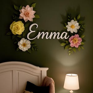 Customized Paper Flowers - Paper Flowers Wall decor - Paper flowers - Paper flowers for girls Nursery - Removable Flower Name Sign