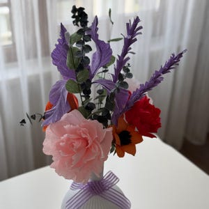 Luxury Flower Bouquet with Peony, Roses and Lavender | Handmade Paper Flowers for Gifts, Home Decor, Birthday or DIY Floral Arrangement