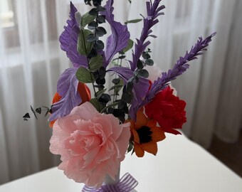 Luxury Flower Bouquet with Peony, Roses and Lavender | Handmade Paper Flowers for Gifts, Home Decor, Birthday or DIY Floral Arrangement